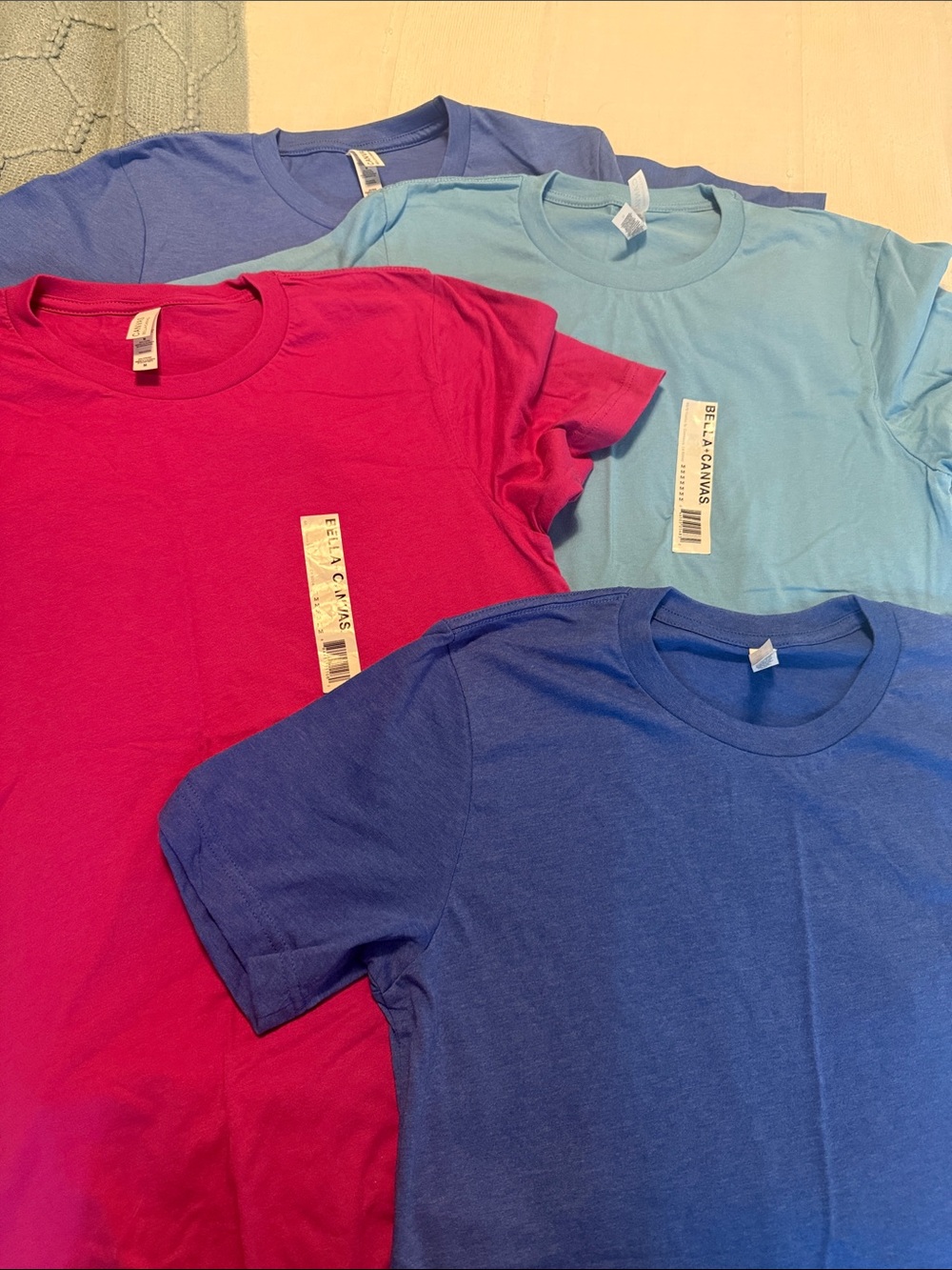 Bella Canvas Adult Short Sleeve Tees - Blue, Light Blue, Fuchsia, Heather Blue